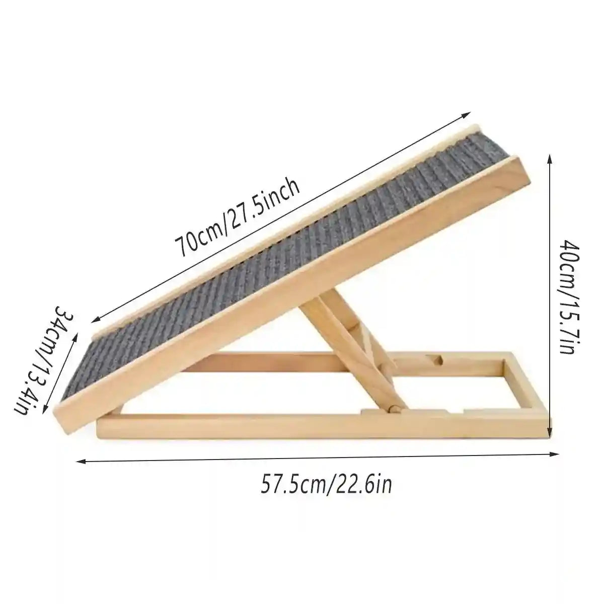 Adjustable Dog Ramp for Small Dogs Wooden Ramp with Non-Slip Surface