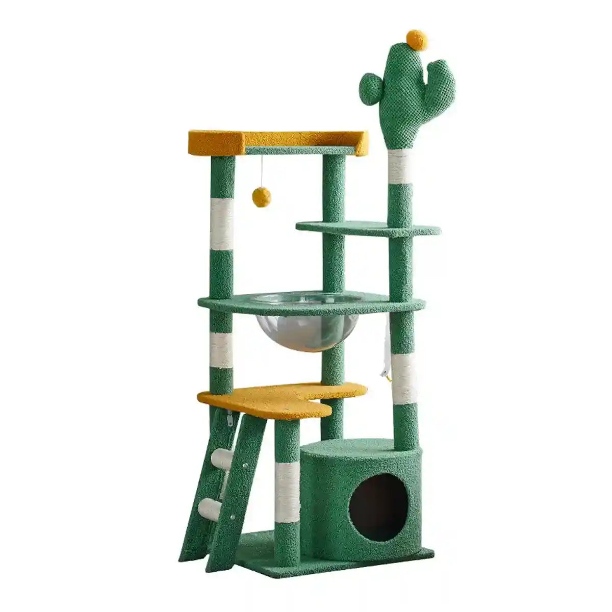 Cactus Cat Tree Tower with Capsule Bed and Multi-Level Scratching Posts