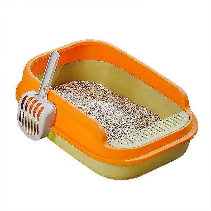 Spacious Open Cat Litter Box with High Sides for Low-Tracking Cleanliness