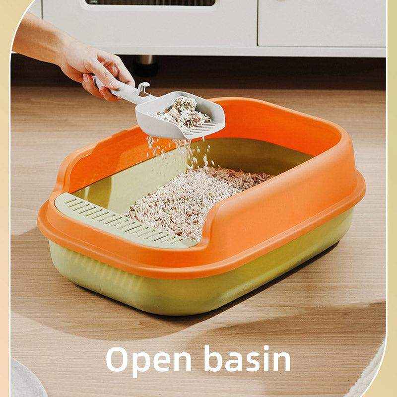 Spacious Open Cat Litter Box with High Sides for Low-Tracking Cleanliness