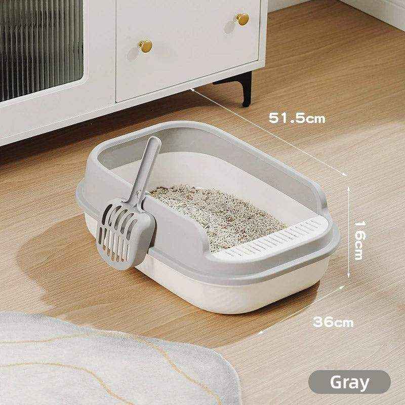 Spacious Open Cat Litter Box with High Sides for Low-Tracking Cleanliness