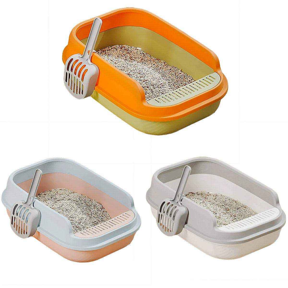 Spacious Open Cat Litter Box with High Sides for Low-Tracking Cleanliness