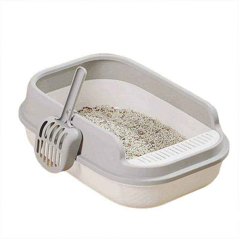 Spacious Open Cat Litter Box with High Sides for Low-Tracking Cleanliness