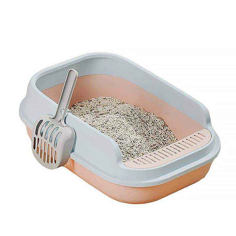 Spacious Open Cat Litter Box with High Sides for Low-Tracking Cleanliness