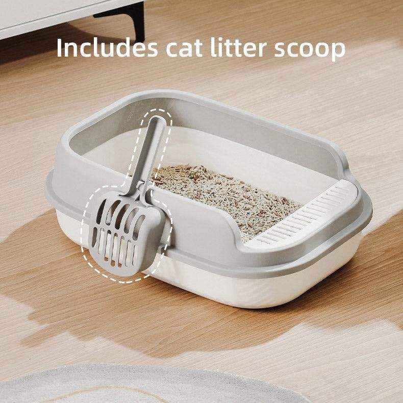 Spacious Open Cat Litter Box with High Sides for Low-Tracking Cleanliness