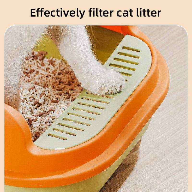 Spacious Open Cat Litter Box with High Sides for Low-Tracking Cleanliness