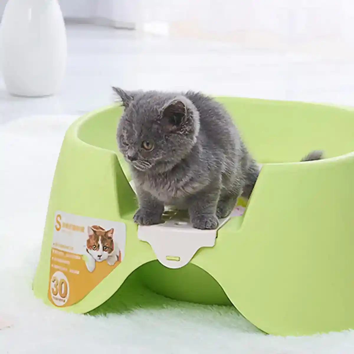 Open Cat Litter Box with Toilet Ring and Scoop Squat Style Design