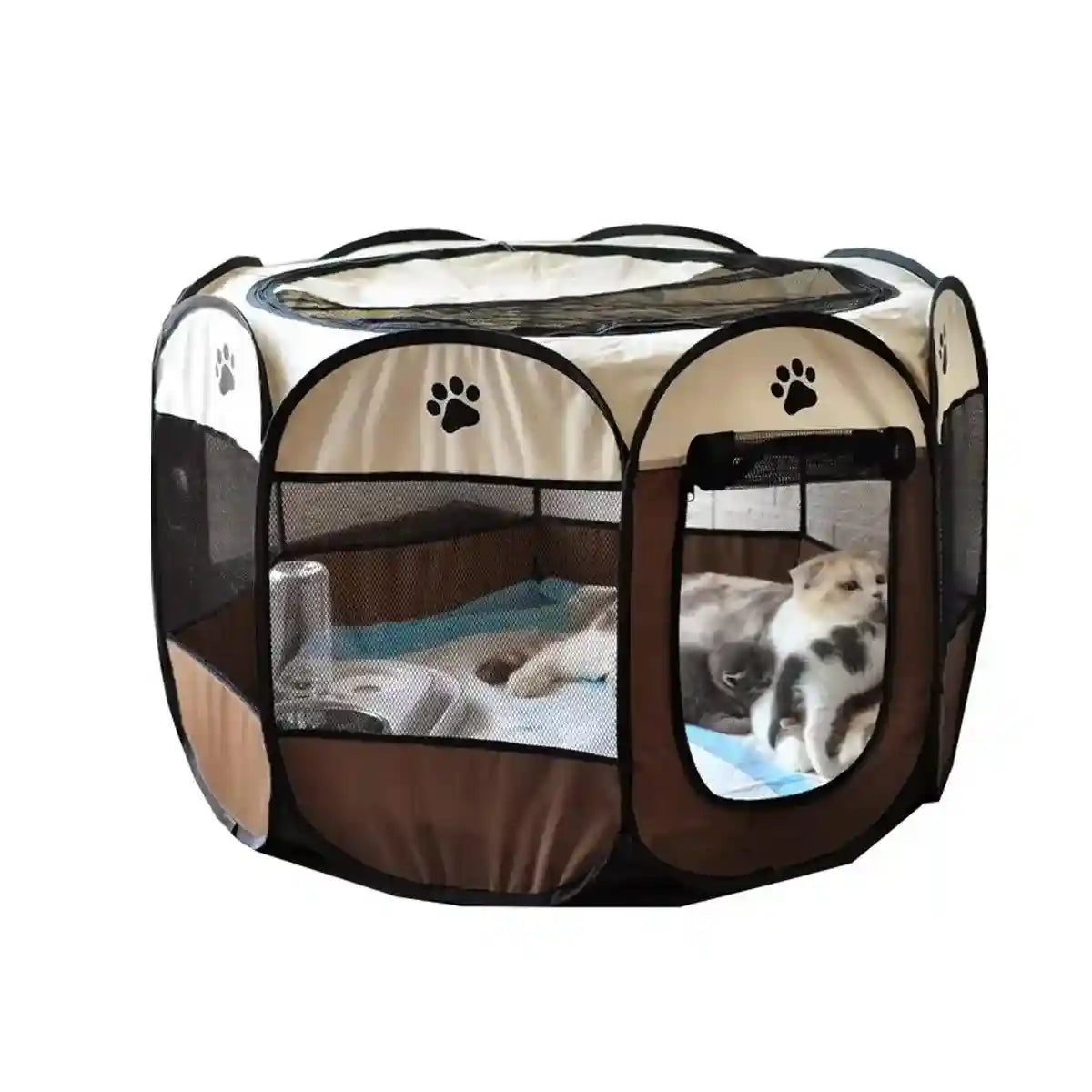 Foldable 8-Panel Pet Tent Portable Pet Playpen for Cats & Small Dogs