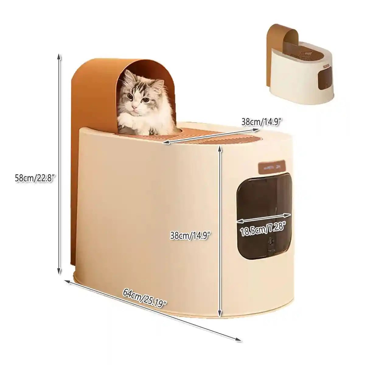 Fully Enclosed Cat Litter Box with Top Entry & Drawer Design