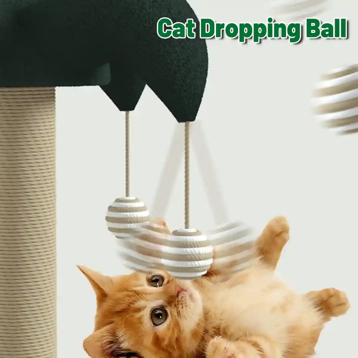 Cat Scratching Post with Teaser Stick & Turntable Sisal & Wood Base