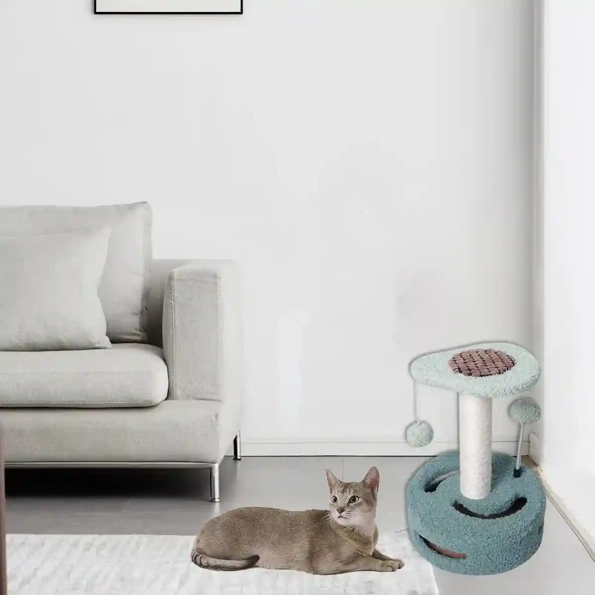 Fruit-Themed Cat Scratching Post with Toy Ball and Plush Base