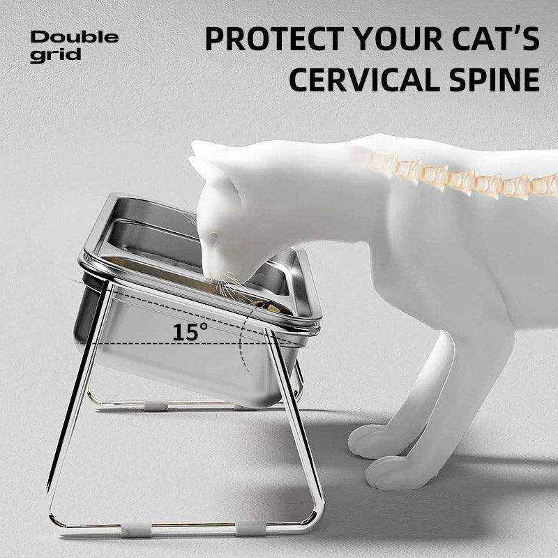 Elevate Mealtime with This Ergonomic Stainless Steel Cat Bowl Set