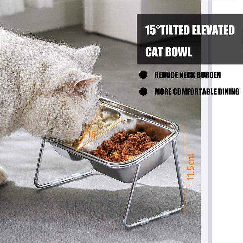 Elevate Mealtime with This Ergonomic Stainless Steel Cat Bowl Set