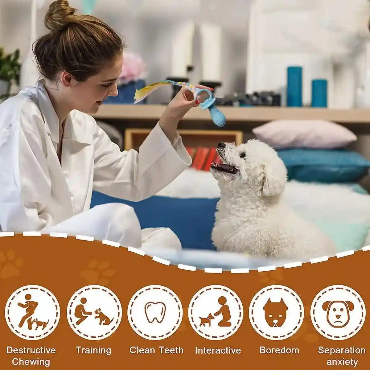 Pacifier Tug Rope Set with Dog Chew Toy for Puppies and Small Dogs