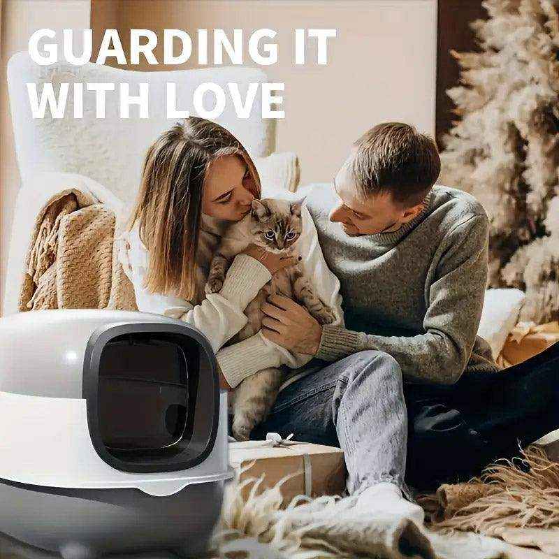 Large Enclosed Cat Litter Box Odor-Free with UV Sterilization & Flip Cover