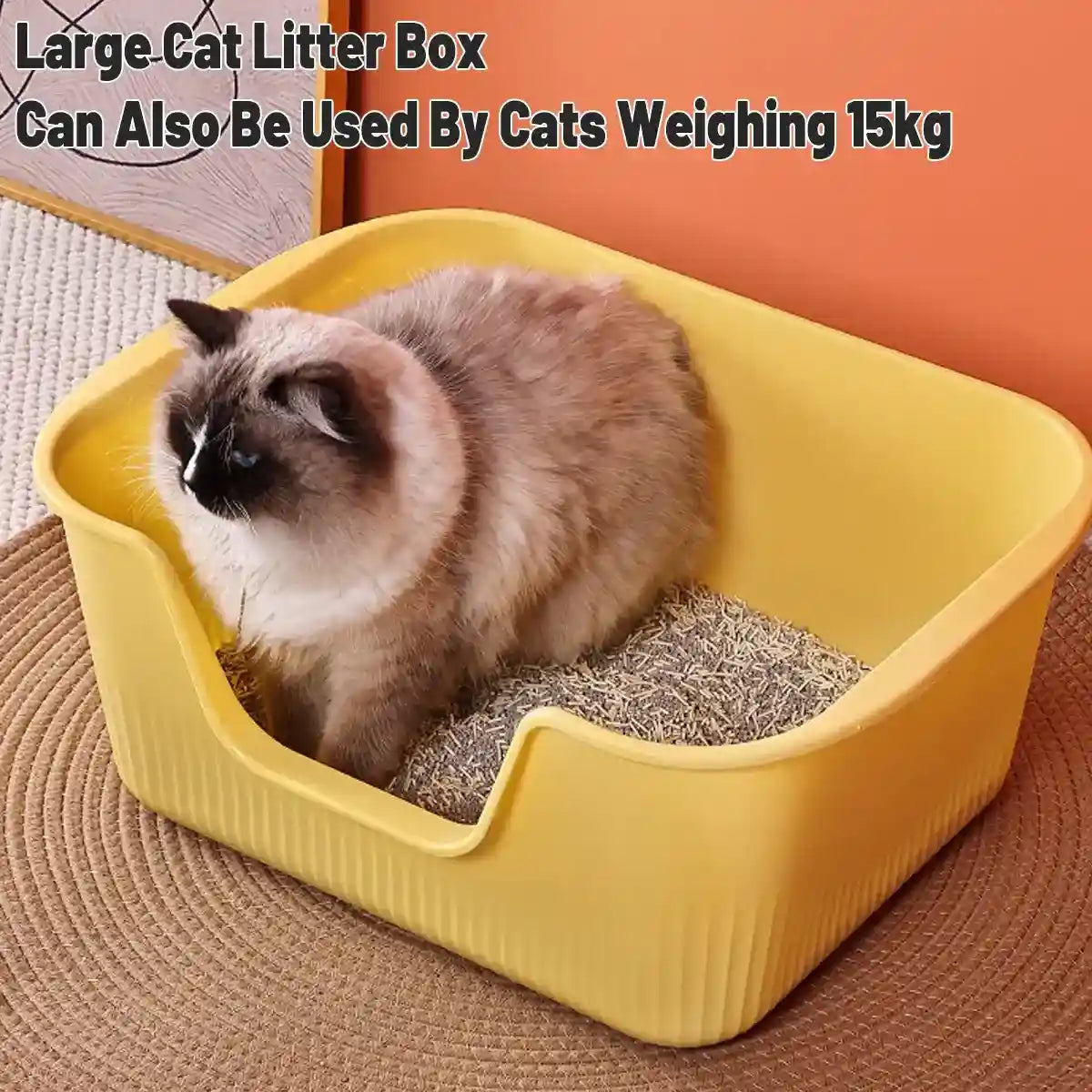 Semi-Enclosed Large Cat Litter Box for Multiple Cats Up to 15kg