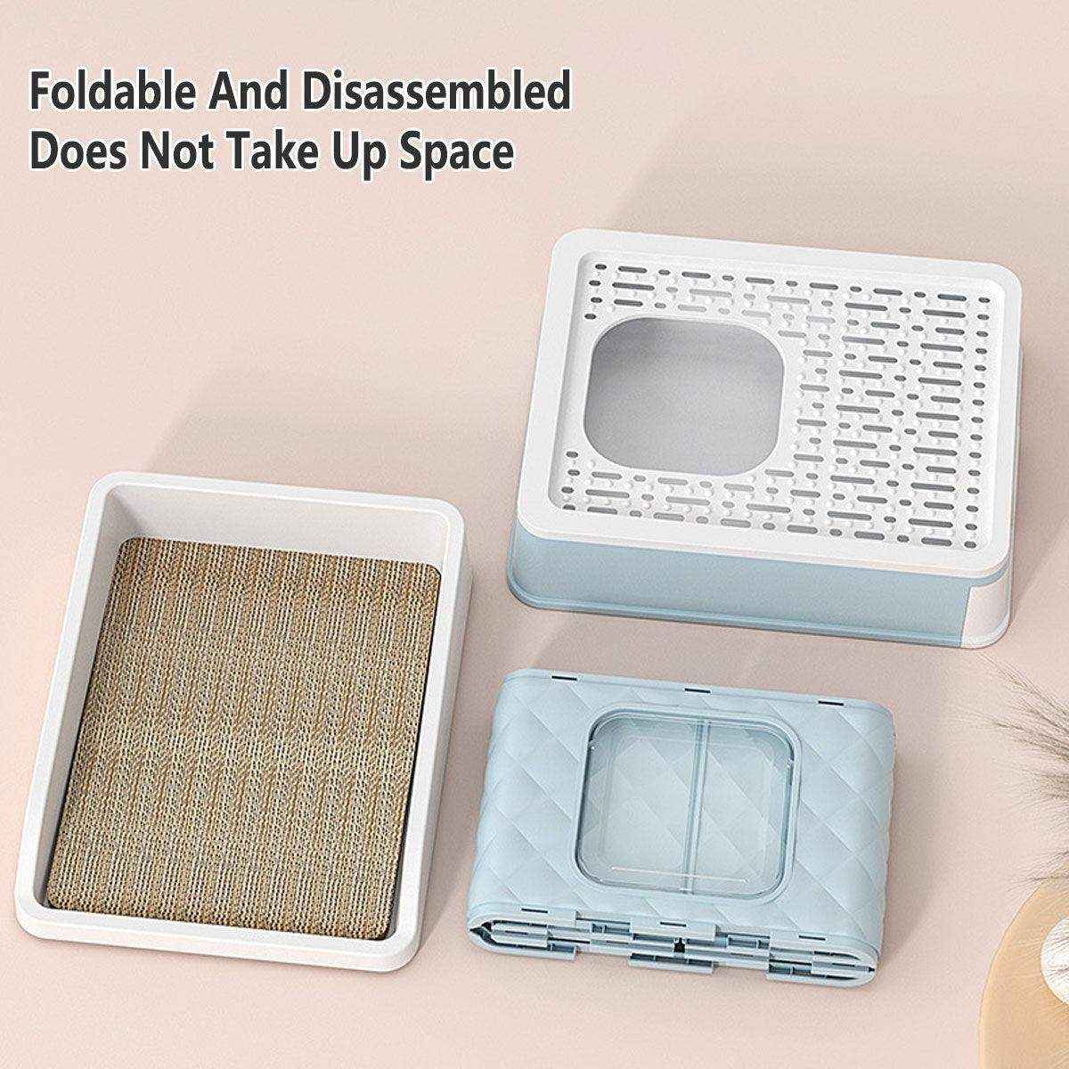 Drawer-Style Cat Litter Box with Scratching Board & Scoop