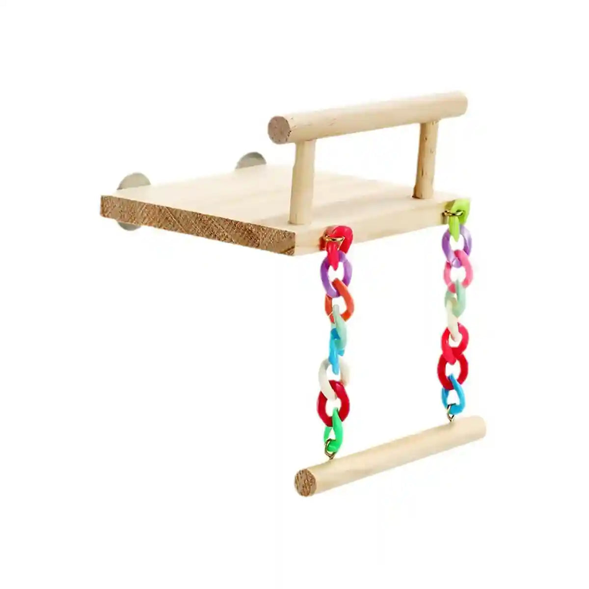 2-in-1 Wooden Bird Swing Platform for Parrots & Budgies