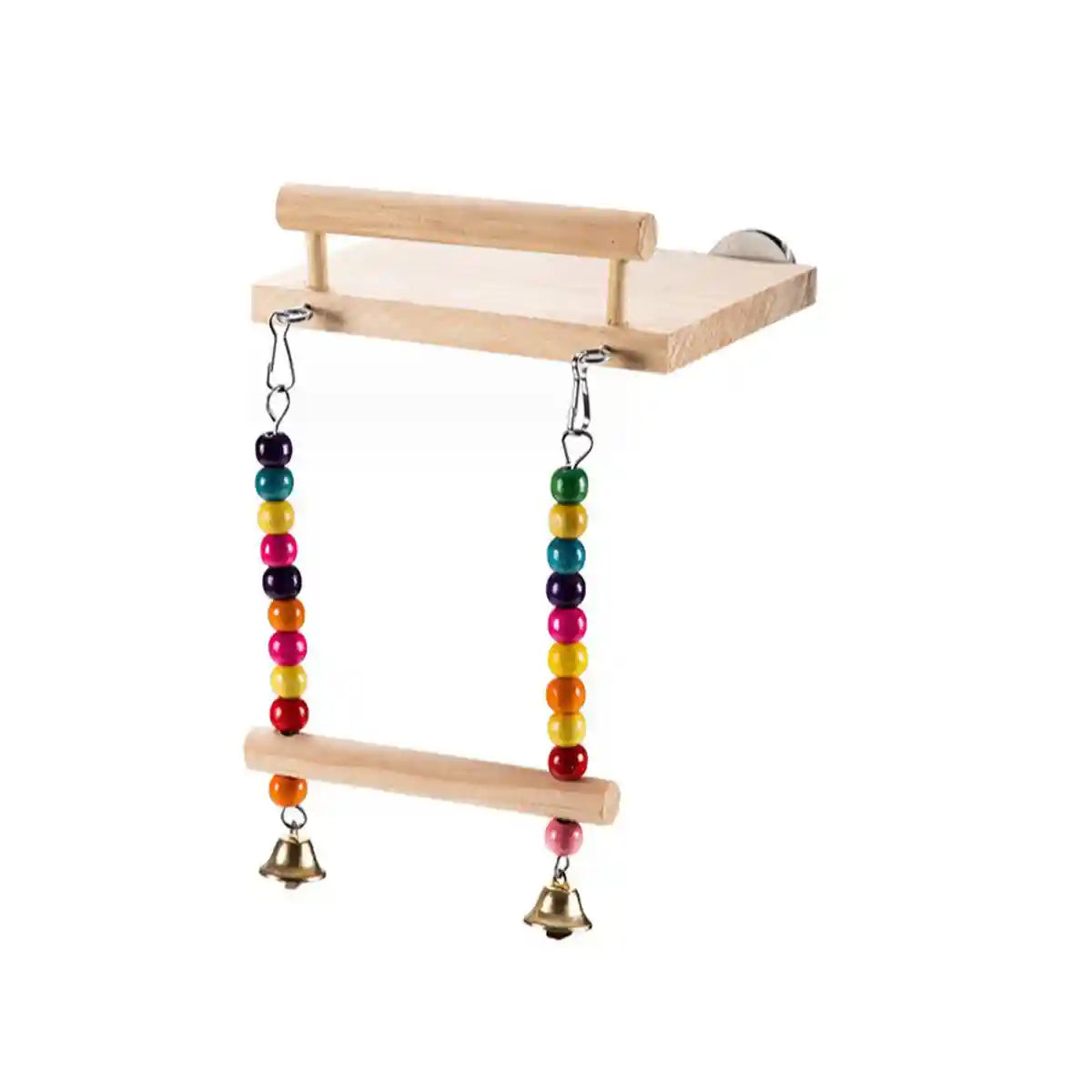 2-in-1 Wooden Bird Swing Platform for Parrots & Budgies