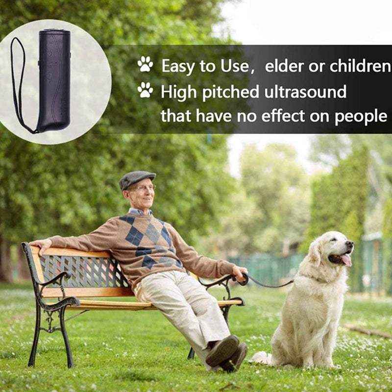 Ultrasonic Dog Repeller Deterrent Device Handheld Dog Chaser with LED Flashlight