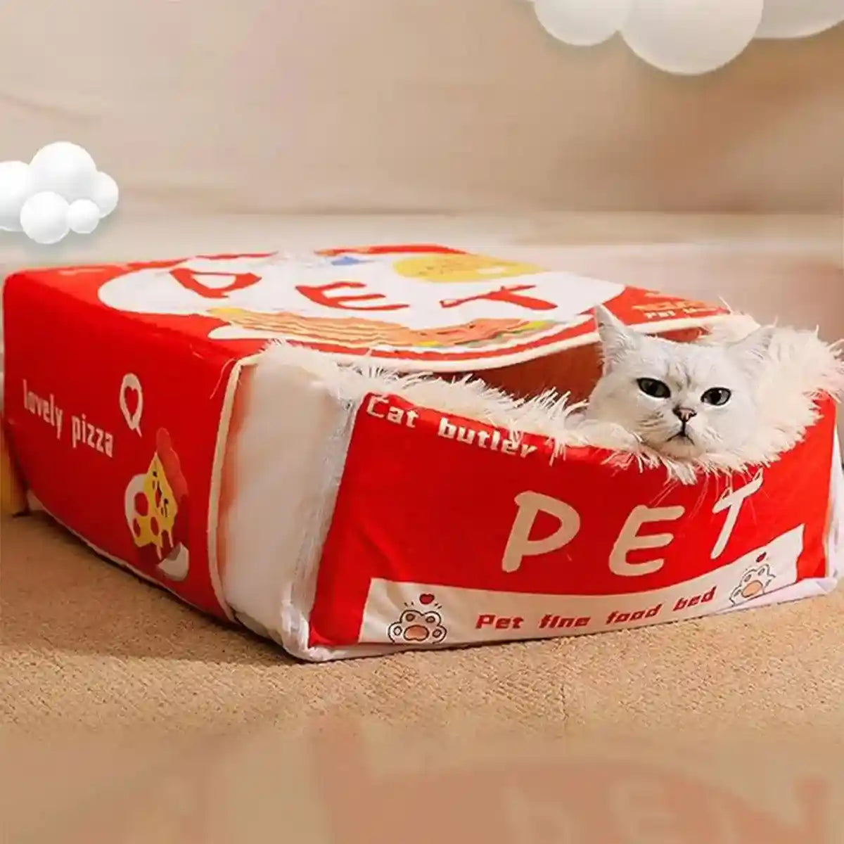Snack-Themed Plush Cat Bed Cozy Rectangular Pet Sleeping Nest