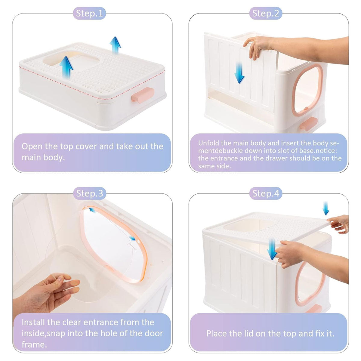 Enclosed Cat Litter Box With Pull-Out Tray