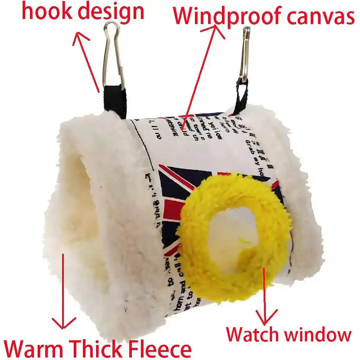 Warm Fleece Bird Hammock Nest With Hanging Hooks For Small Birds