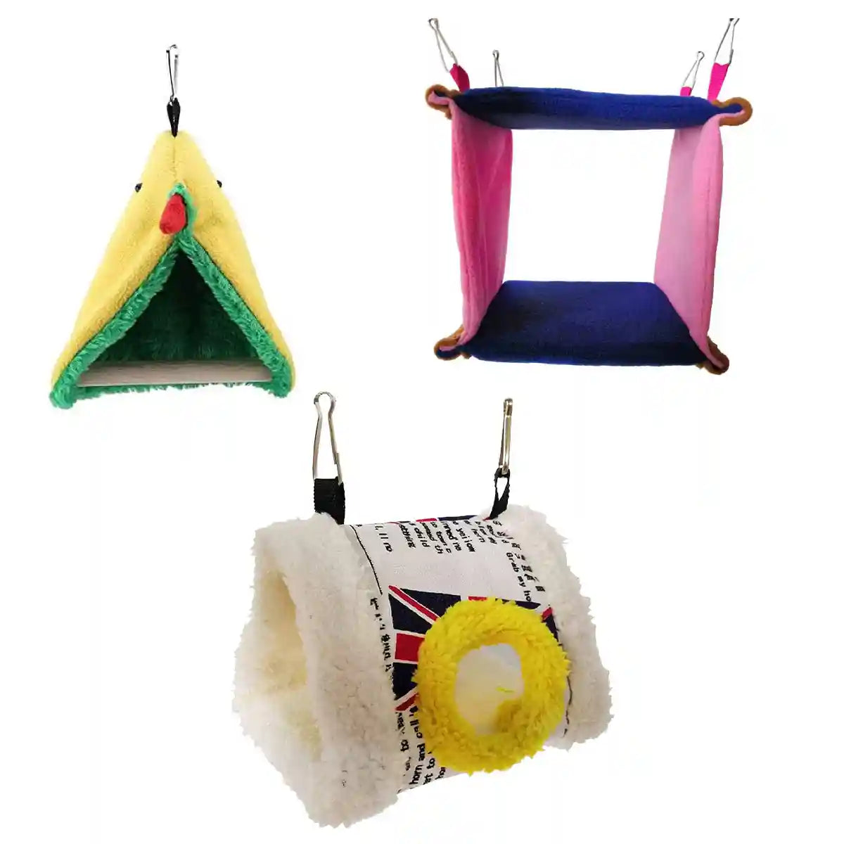 Warm Fleece Bird Hammock Nest With Hanging Hooks For Small Birds