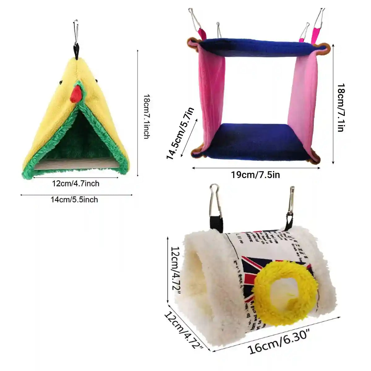 Warm Fleece Bird Hammock Nest With Hanging Hooks For Small Birds