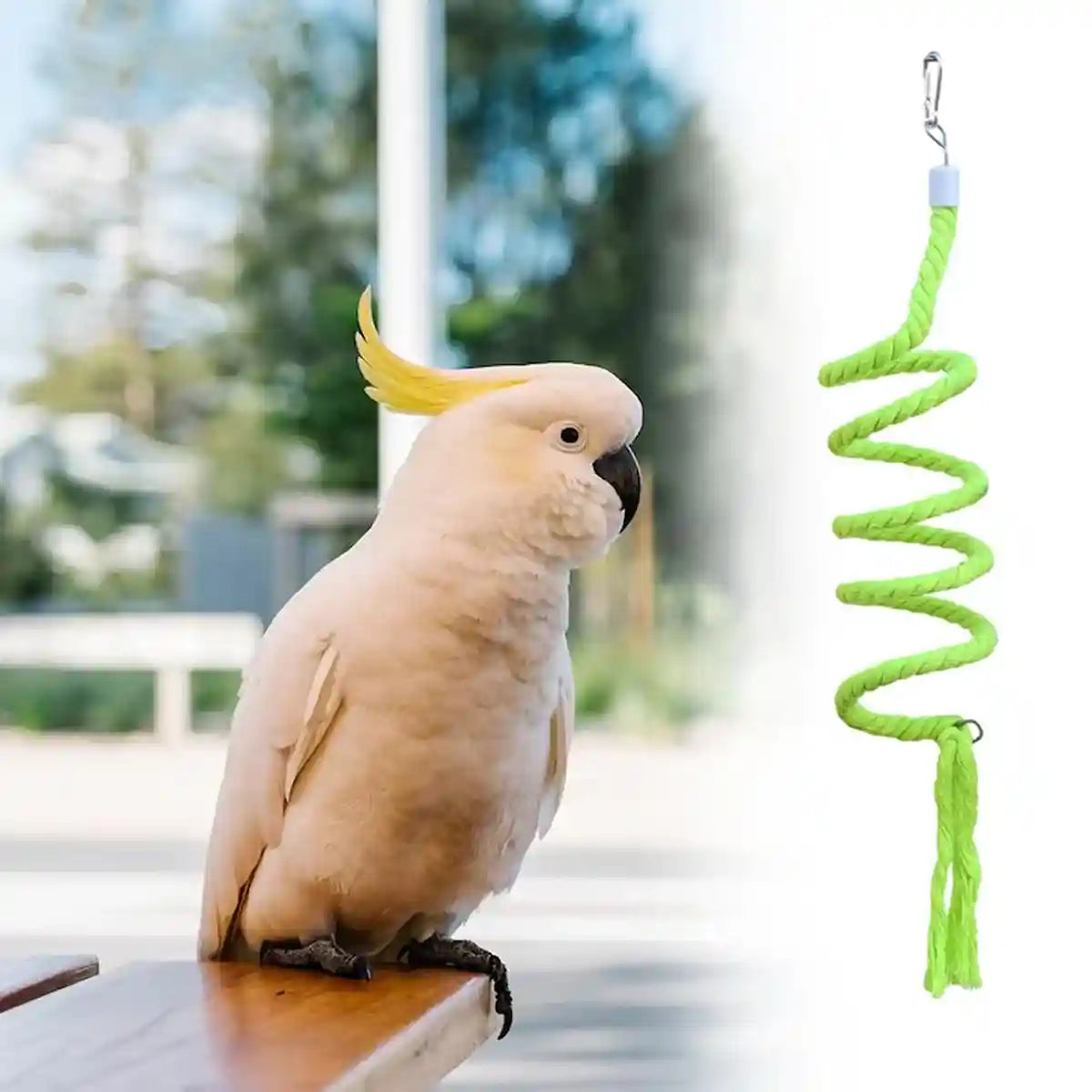 Spiral Cotton Rope Bird Climbing Toy With Hook 150cm