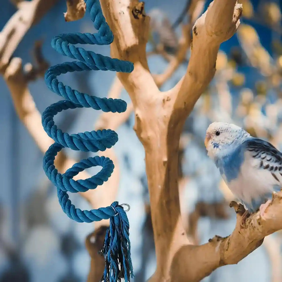 Spiral Cotton Rope Bird Climbing Toy With Hook 150cm