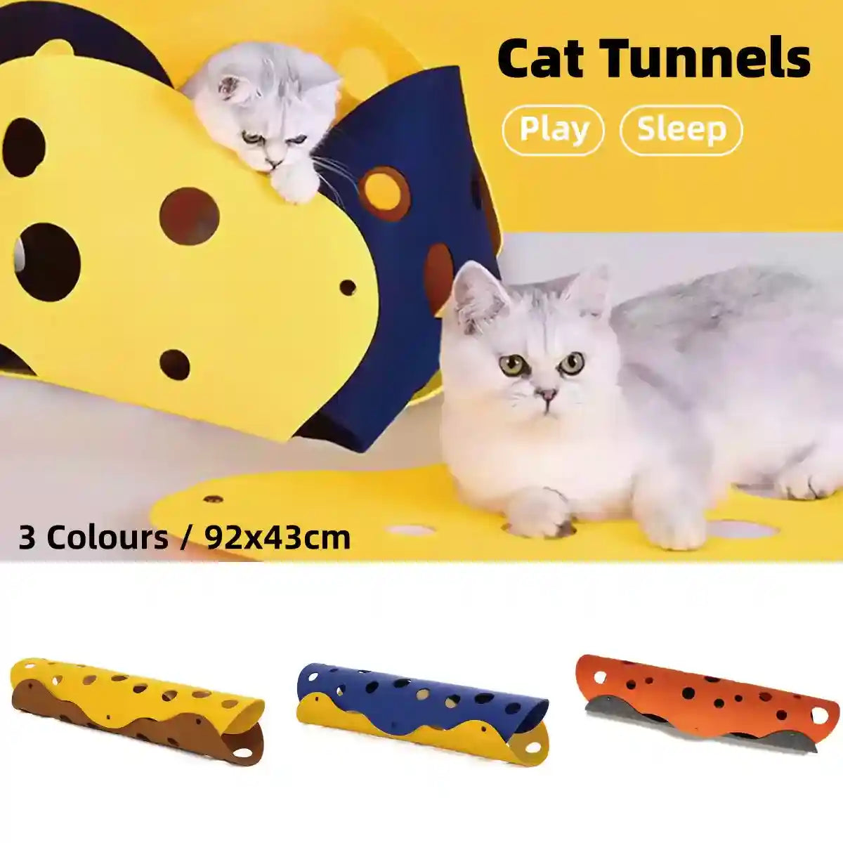Felt cat tunnel toy for kittens with creative hole design