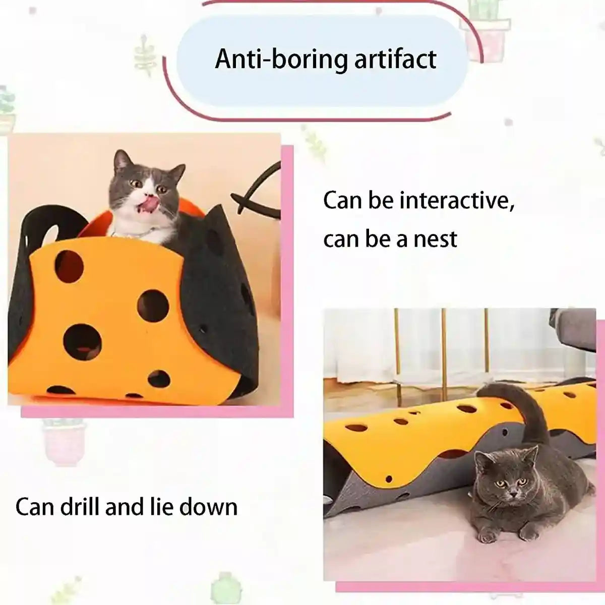 Felt Cat Tunnel Toy Indoor Play Tunnel for Cats and Kittens