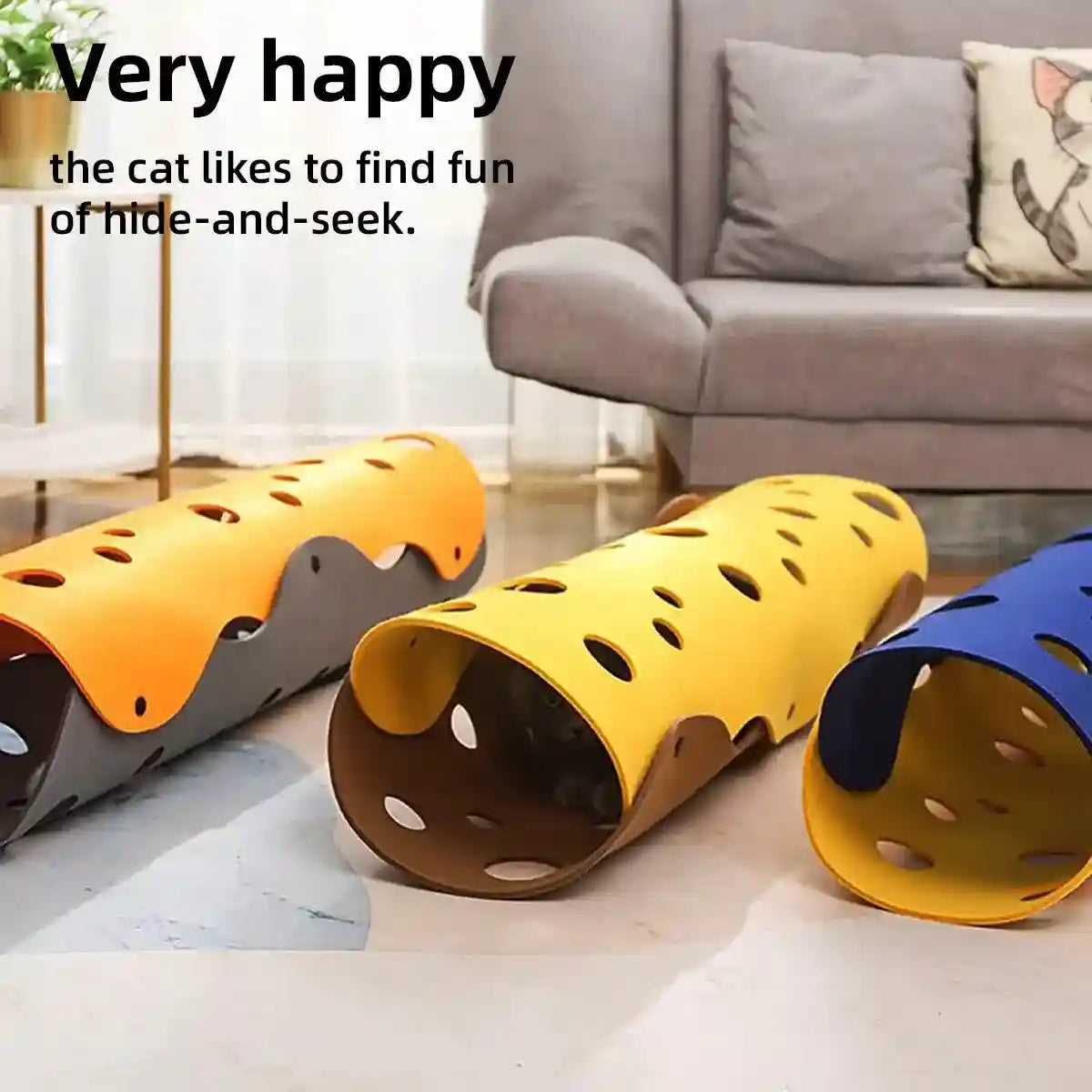 Felt Cat Tunnel Toy Indoor Play Tunnel for Cats and Kittens