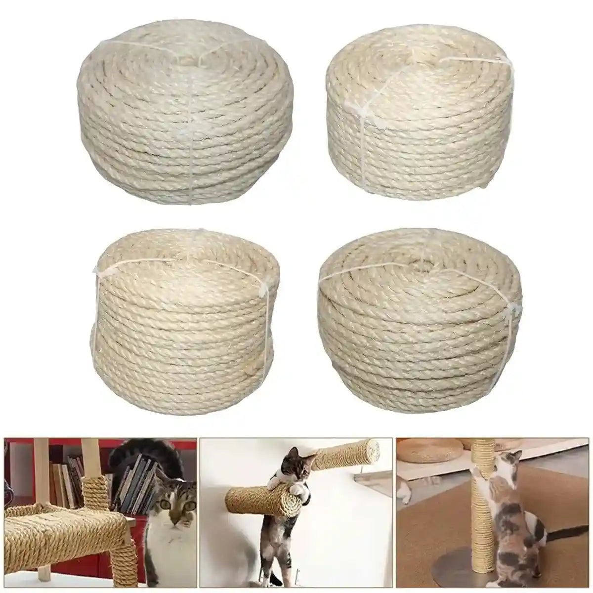 Natural Sisal Hemp Rope for Cat Scratching Crafts & Garden DIY