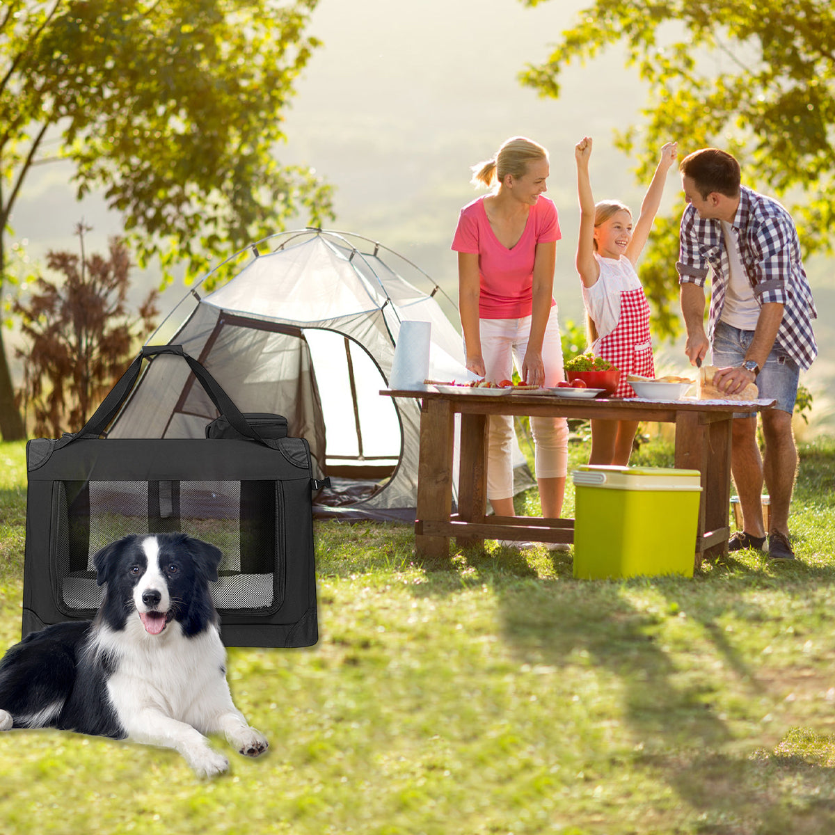 Foldable Pet Carrier With Steel Frame 72cm