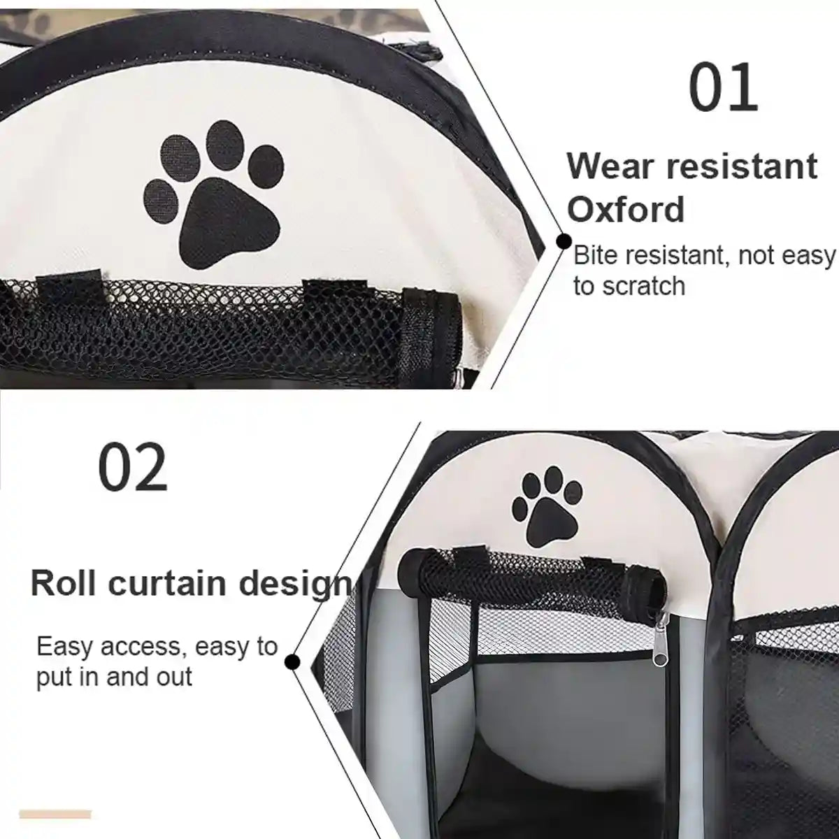 Foldable 8-Panel Pet Tent Portable Pet Playpen for Cats & Small Dogs