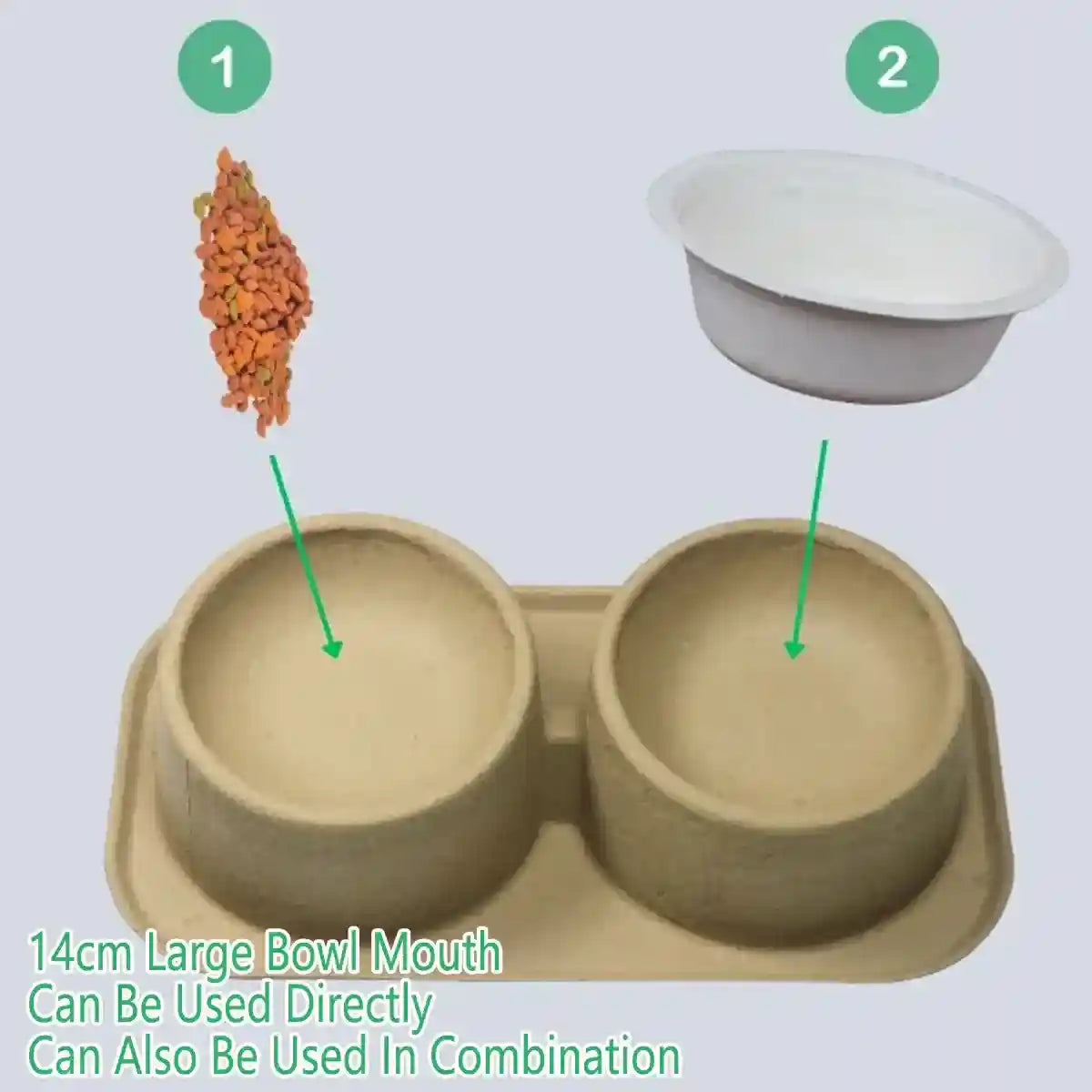 10PCS Disposable Pet Double Bowl Set Biodegradable with Tilt Design