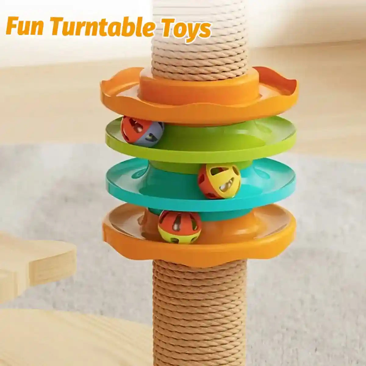Multifunctional Cat Climbing Frame with Capsule Bed and Turntable Toys