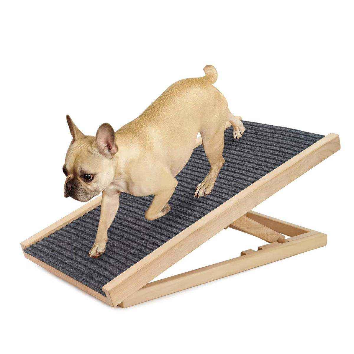 Adjustable Dog Ramp for Small Dogs Wooden Ramp with Non-Slip Surface