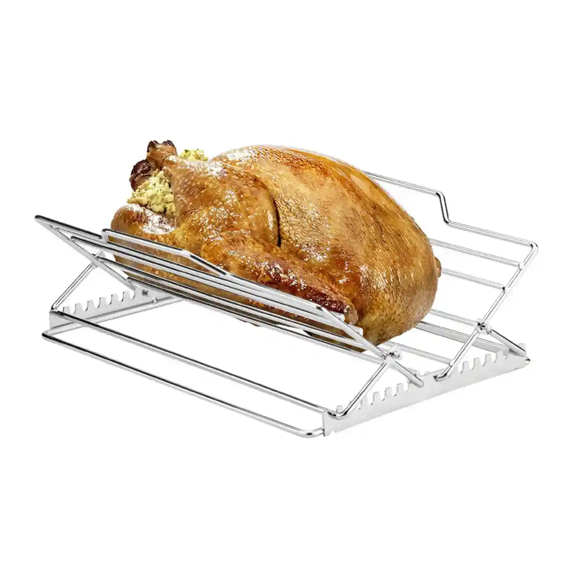 Adjustable Stainless Steel Roast Rack Foldable BBQ Holder