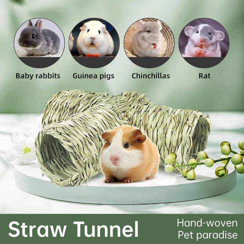 Hand-woven natural grass hamster tube tunnel for small animals
