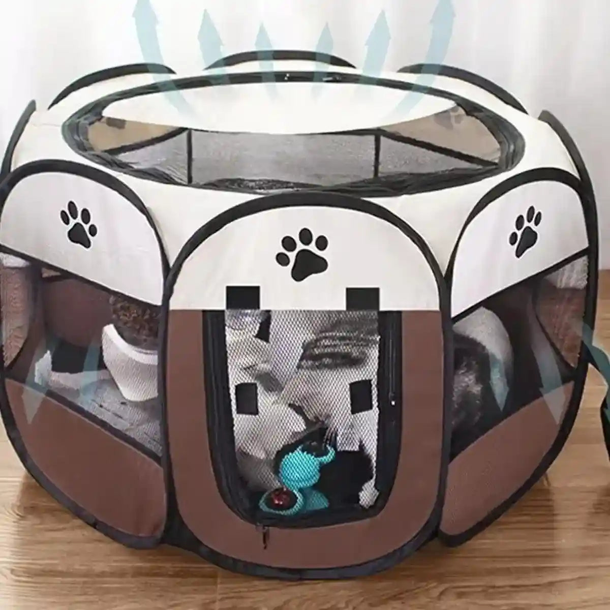 Foldable 8-Panel Pet Tent Portable Pet Playpen for Cats & Small Dogs