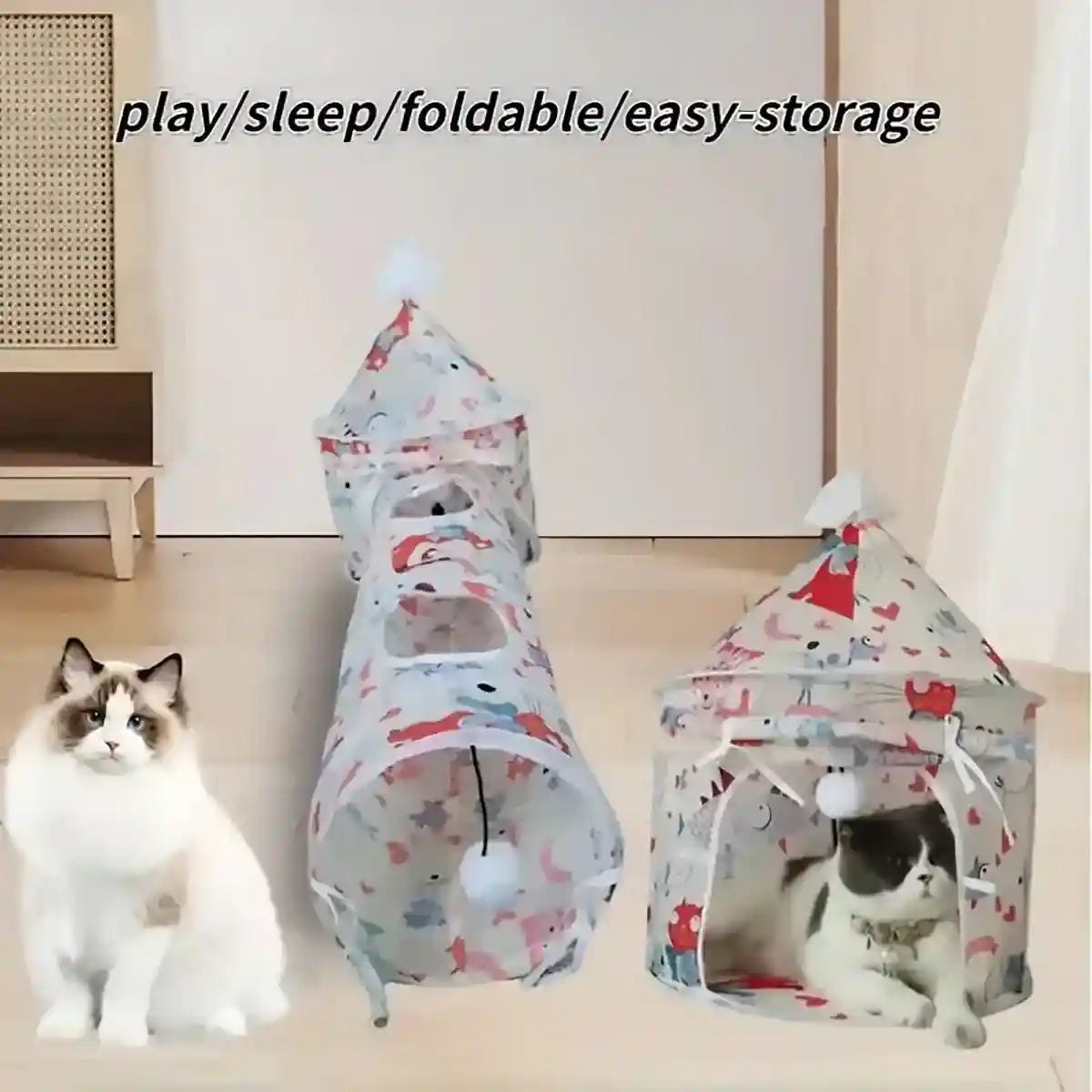 Interactive Tent Playhouse Cat Tunnel for Kittens and Small Pets