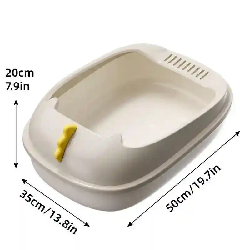 Odor-Controlled Cat Litter Tray with High Sides and Easy Access Entry