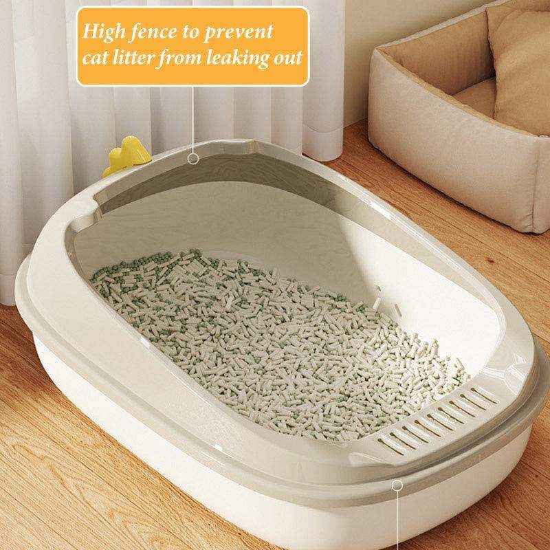 Odor-Controlled Cat Litter Tray with High Sides and Easy Access Entry