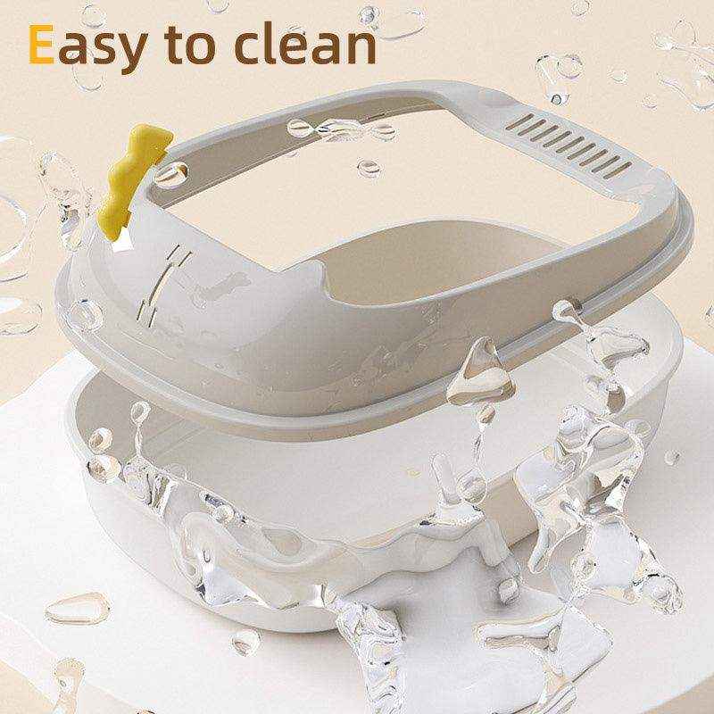 Odor-Controlled Cat Litter Tray with High Sides and Easy Access Entry