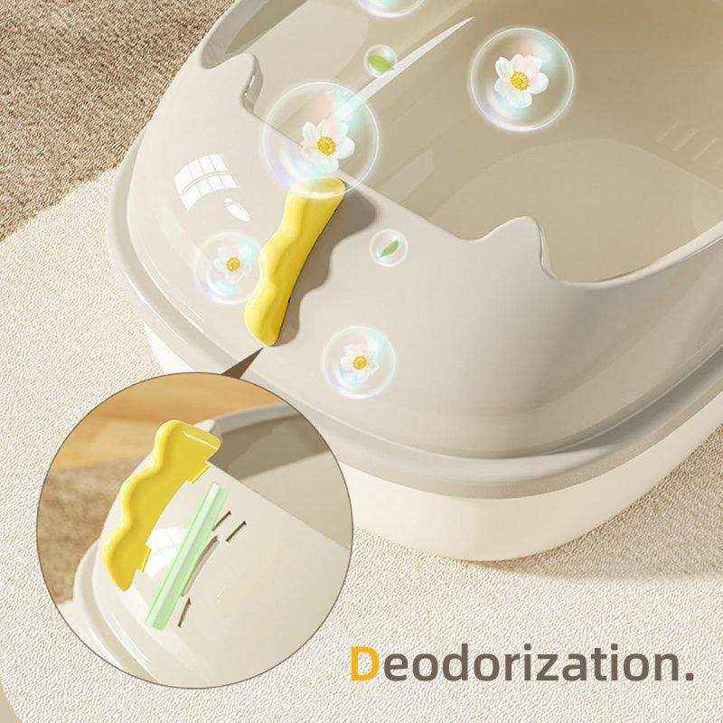 Odor-Controlled Cat Litter Tray with High Sides and Easy Access Entry