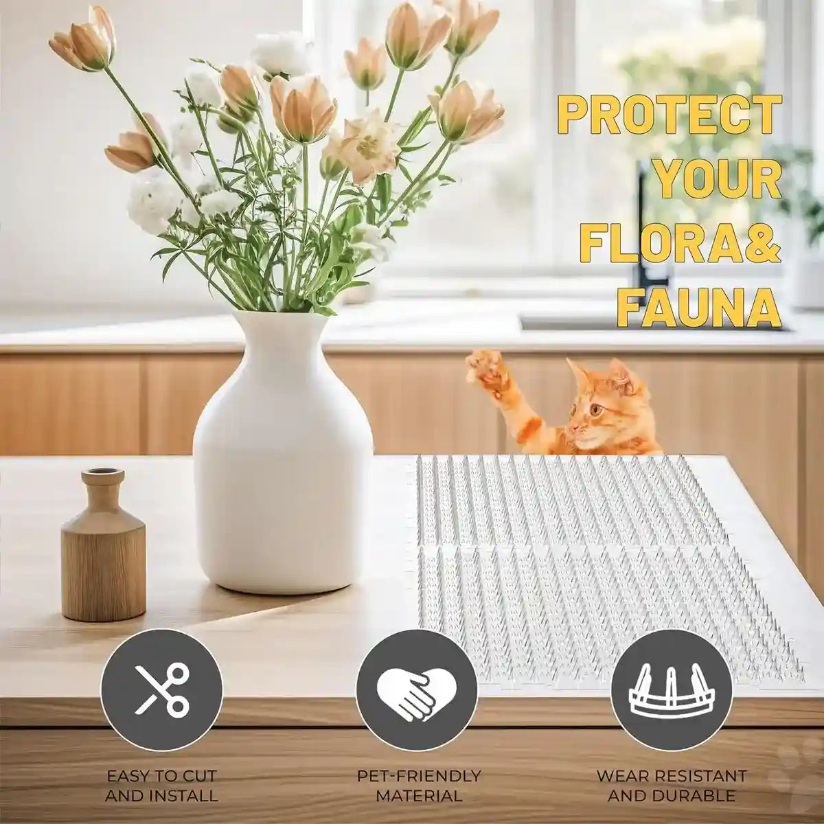 10pcs Cat Deterrent Mat with Soft Spikes Indoor Pet Repellent Pad