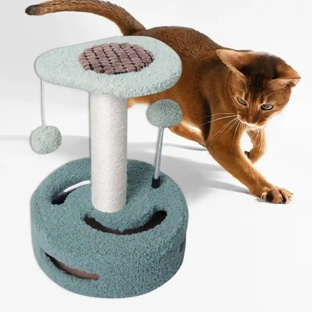 Fruit-Themed Cat Scratching Post with Toy Ball and Plush Base